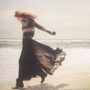 Cynthia Vincent black pleated maxi skirt